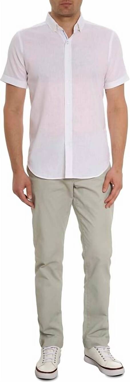 NEW ROBERT GRAHAM palmer short sleeve woven shirt in white